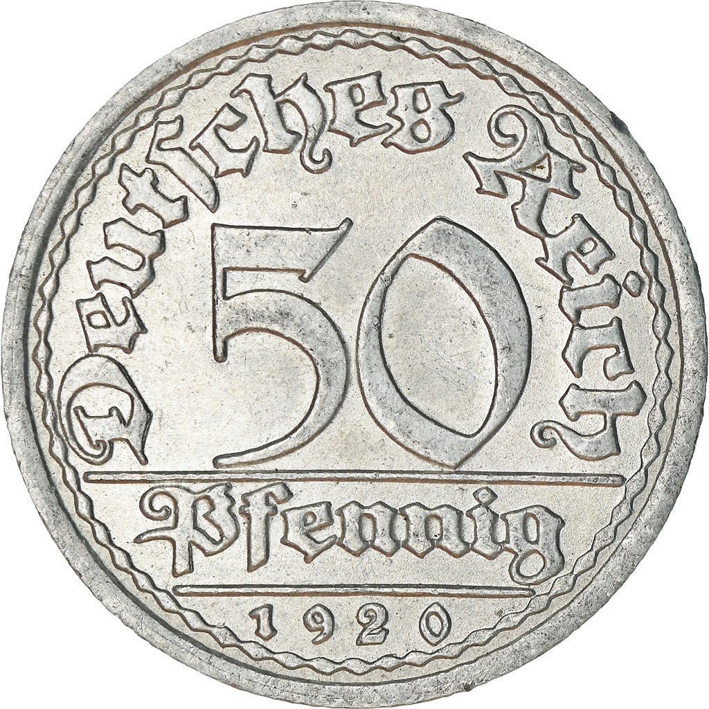 Moneta, NIEMCY, REP. WEIMARSKA, 50 Pfennig, 1920, Stuttgart, EF(40-45)