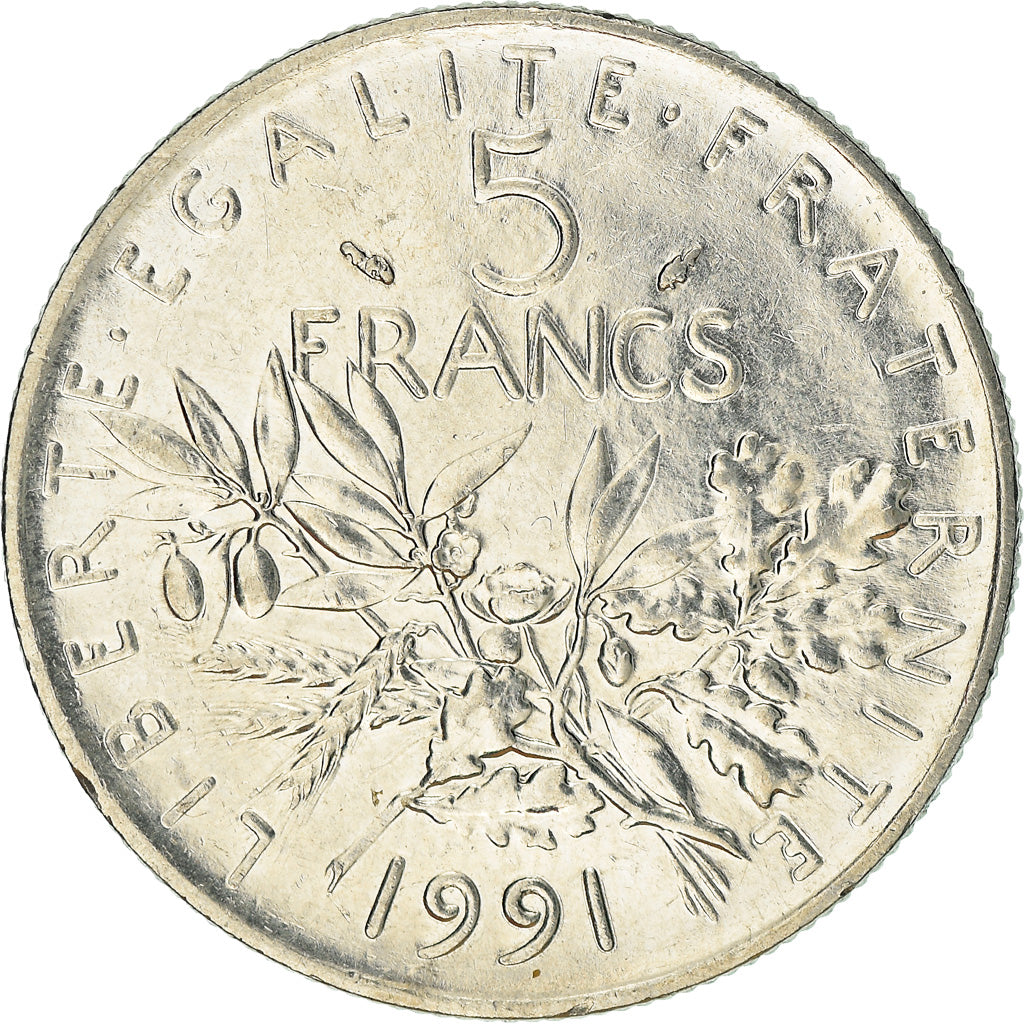Coin, France, Semeuse, 5 Francs, 1991, Paris, EF(40-45), Nickel Clad