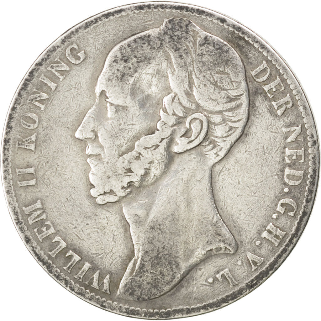 NETHERLANDS, Gulden, 1848, KM #66, VF(20-25), Silver, 28, 9.69