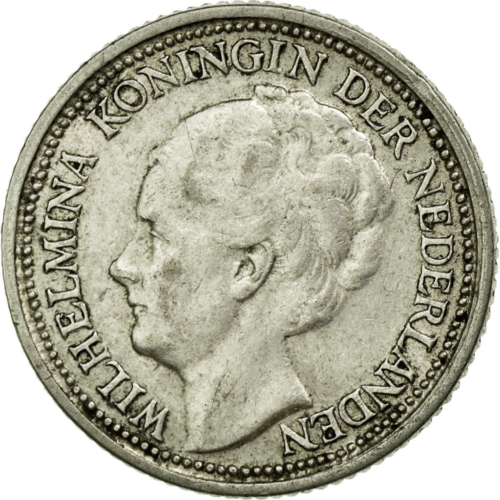 Coin, Netherlands, Wilhelmina I, 10 Cents, 1938, AU(50-53), Silver, KM:163