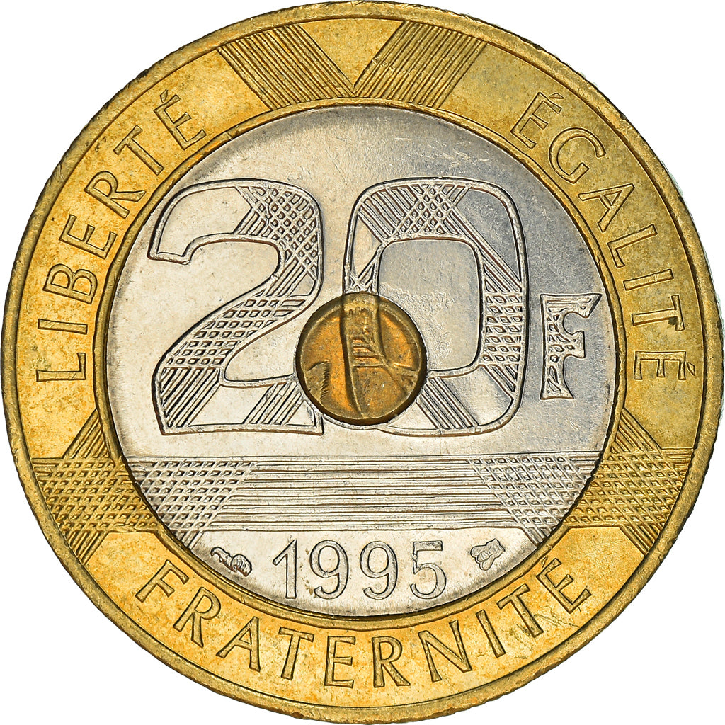 Moneta, Francia, Mont Saint Michel, 20 Francs, 1995, Paris, BB, Tri-metallico