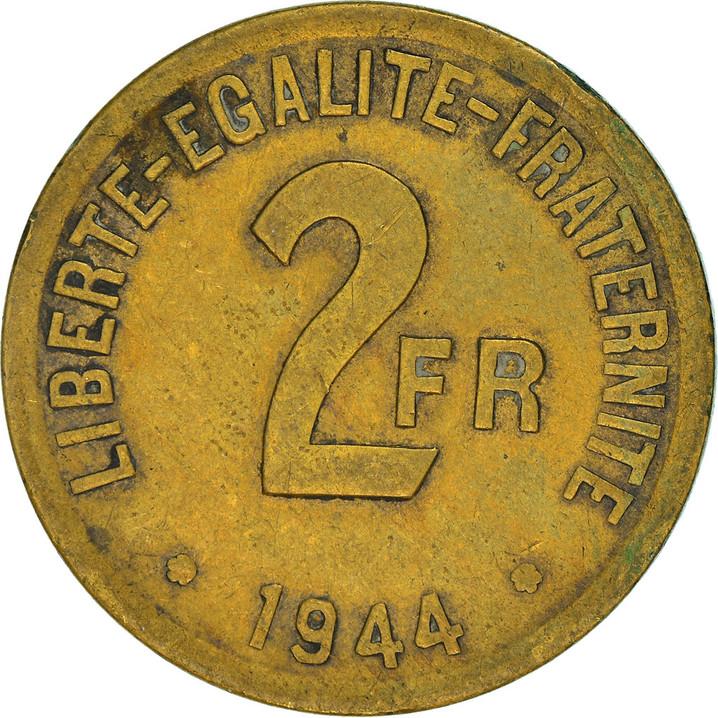 Münze, Frankreich, France Libre, 2 Francs, 1944, Philadelphia, S+, Messing