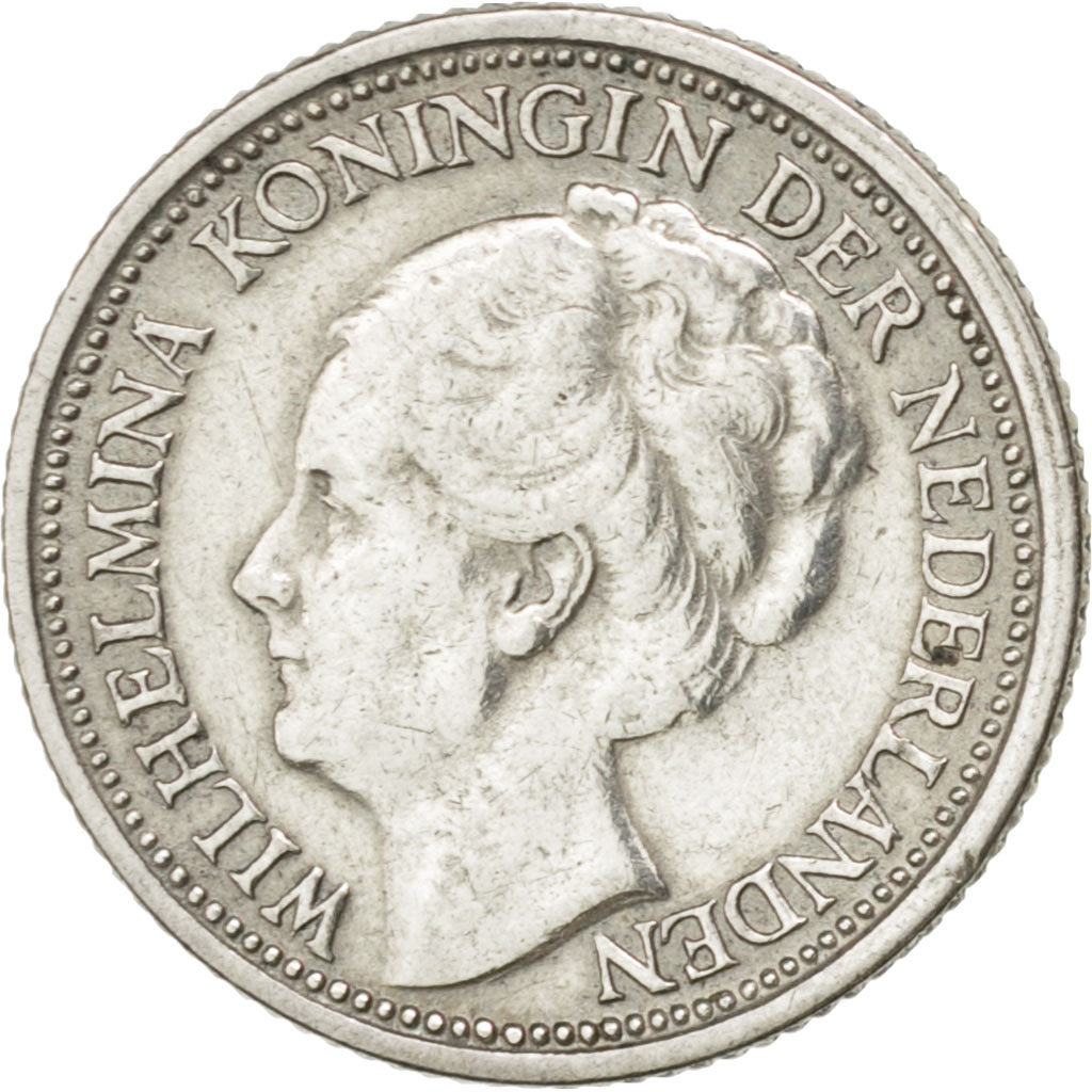 NETHERLANDS, 10 Cents, 1938, KM #163, EF(40-45), Silver, 15, 1.40