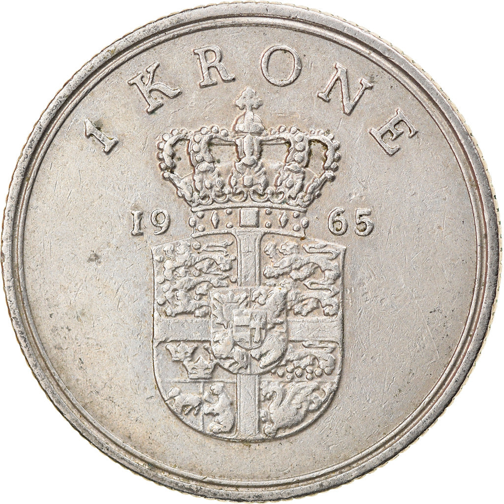 Munten, Denemarken, Frederik IX, Krone, 1965, Copenhagen, FR+, Copper-nickel