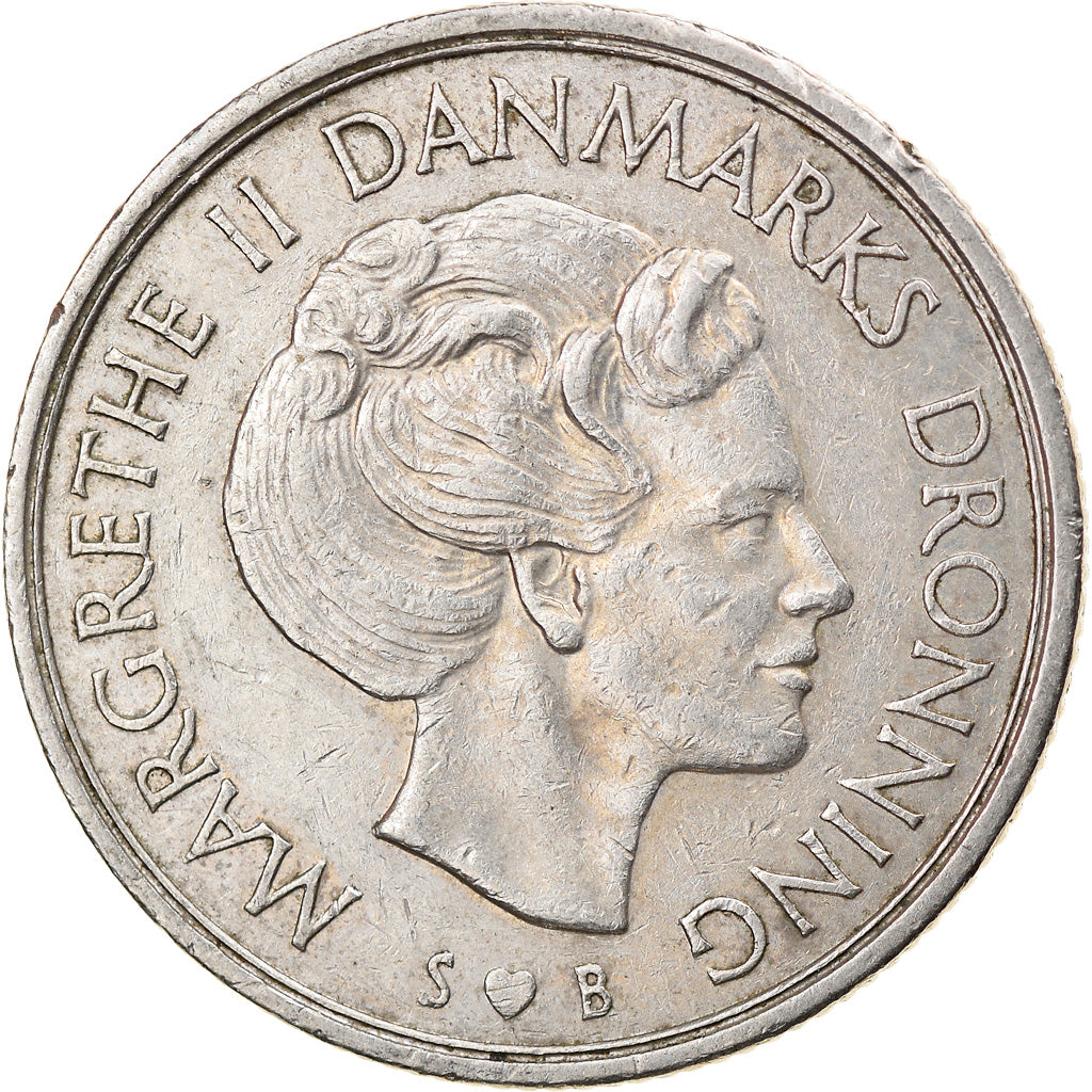 Munten, Denemarken, Margrethe II, Krone, 1977, Copenhagen, FR+, Copper-nickel