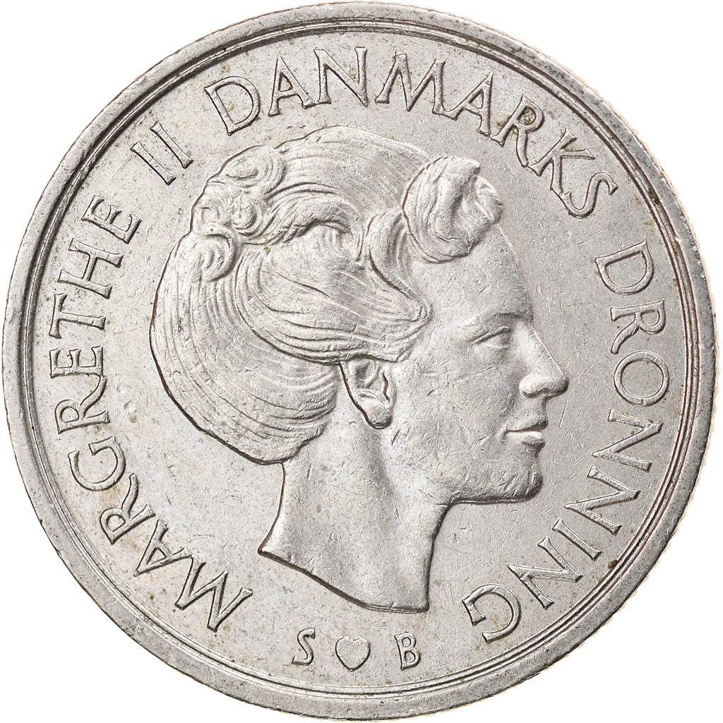 Munten, Denemarken, Margrethe II, Krone, 1977, Copenhagen, FR+, Copper-nickel