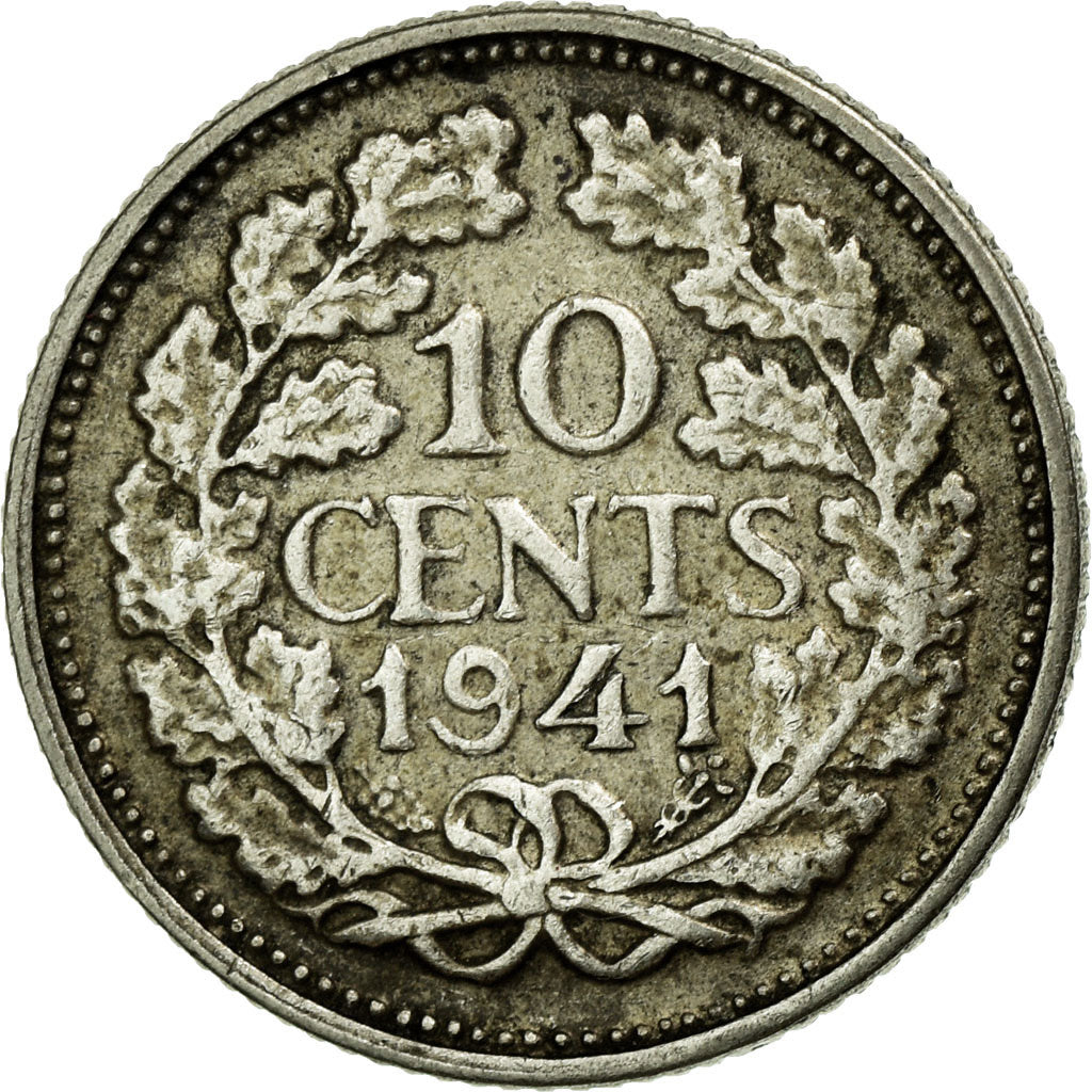 Moneta, Paesi Bassi, Wilhelmina I, 10 Cents, 1941, BB+, Argento, KM:163