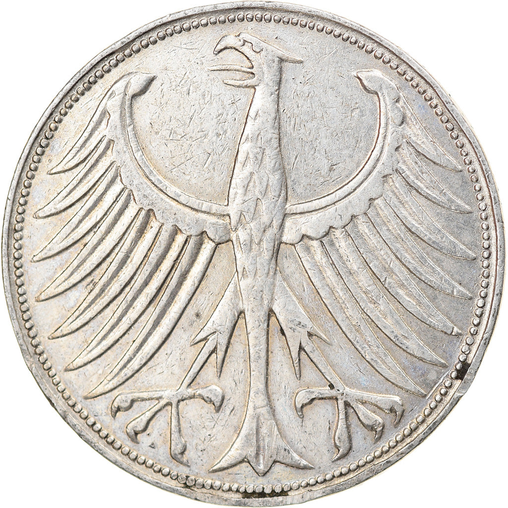Coin, GERMANY - FEDERAL REPUBLIC, 5 Mark, 1951, Hamburg, VF(30-35), Silver