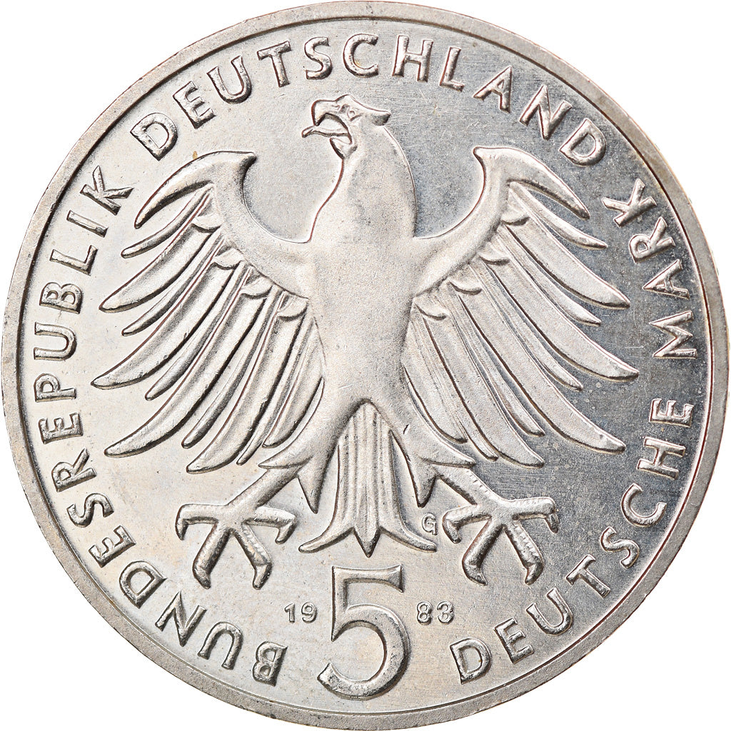 Coin, GERMANY - FEDERAL REPUBLIC, 5 Mark, 1983, Karlsruhe, Germany, AU(55-58)