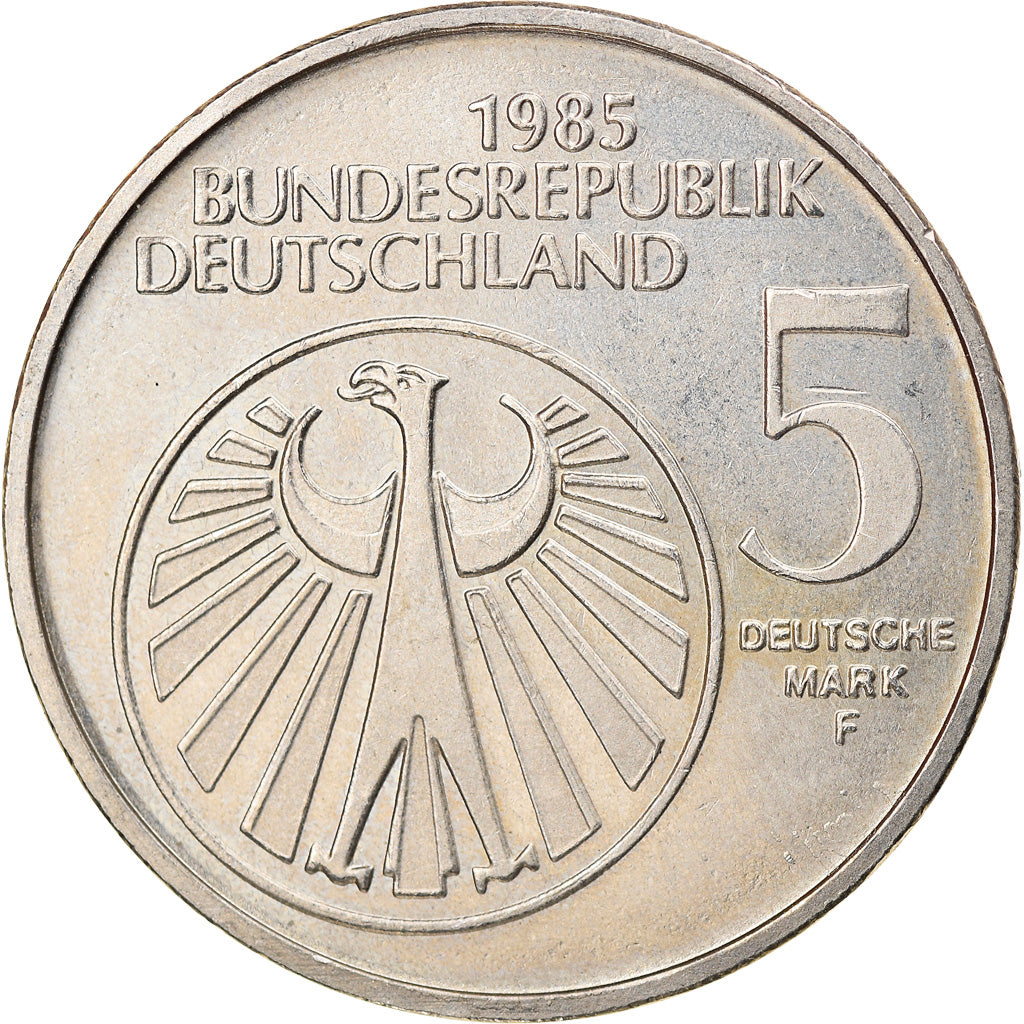 Coin, GERMANY - FEDERAL REPUBLIC, 5 Mark, 1985, Stuttgart, Germany, EF(40-45)
