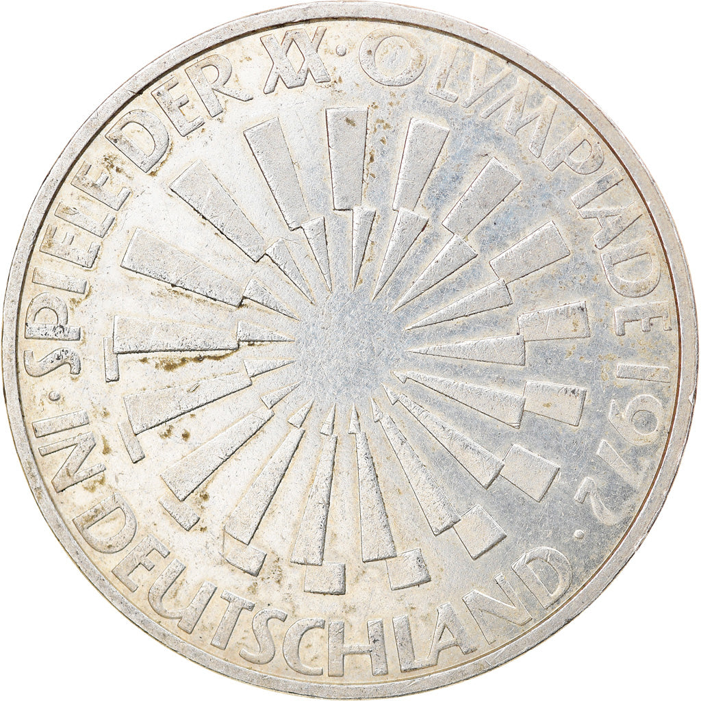 Coin, GERMANY - FEDERAL REPUBLIC, 10 Mark, 1972, Hamburg, EF(40-45), Silver