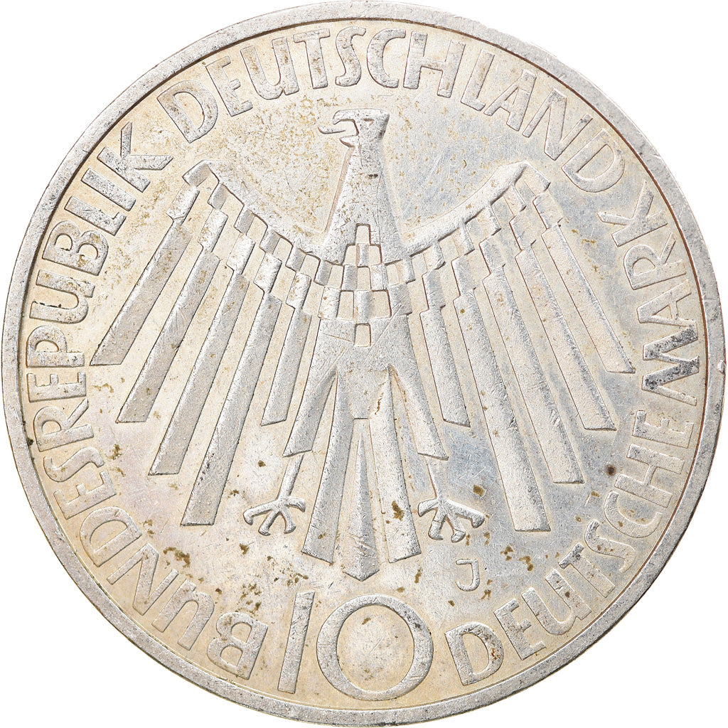 Coin, GERMANY - FEDERAL REPUBLIC, 10 Mark, 1972, Hamburg, EF(40-45), Silver