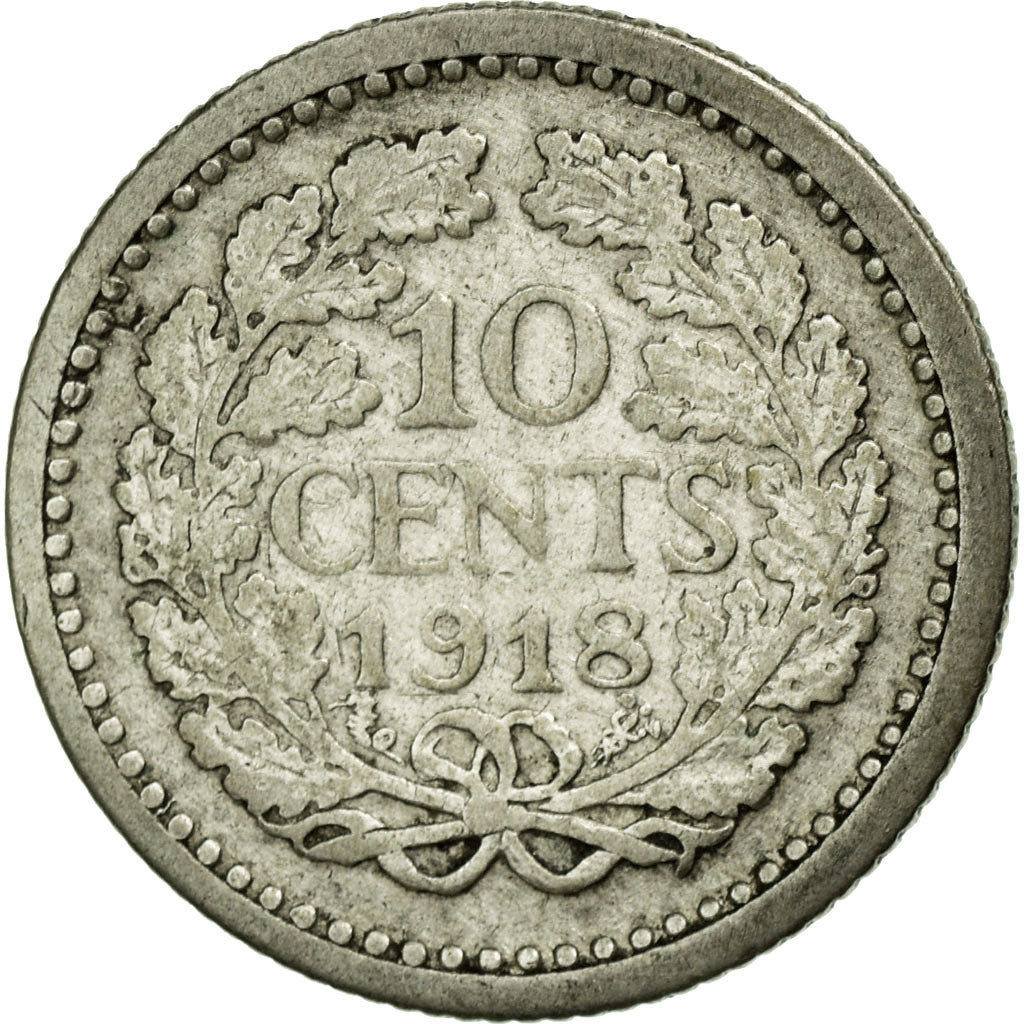 Coin, Netherlands, Wilhelmina I, 10 Cents, 1918, VF(30-35), Silver, KM:145