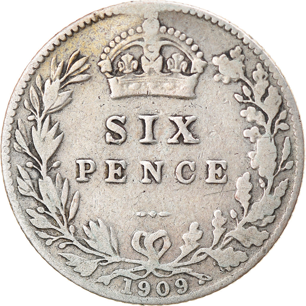 Coin, Great Britain, Edward VII, 6 Pence, 1909, VF(30-35), Silver, KM:799
