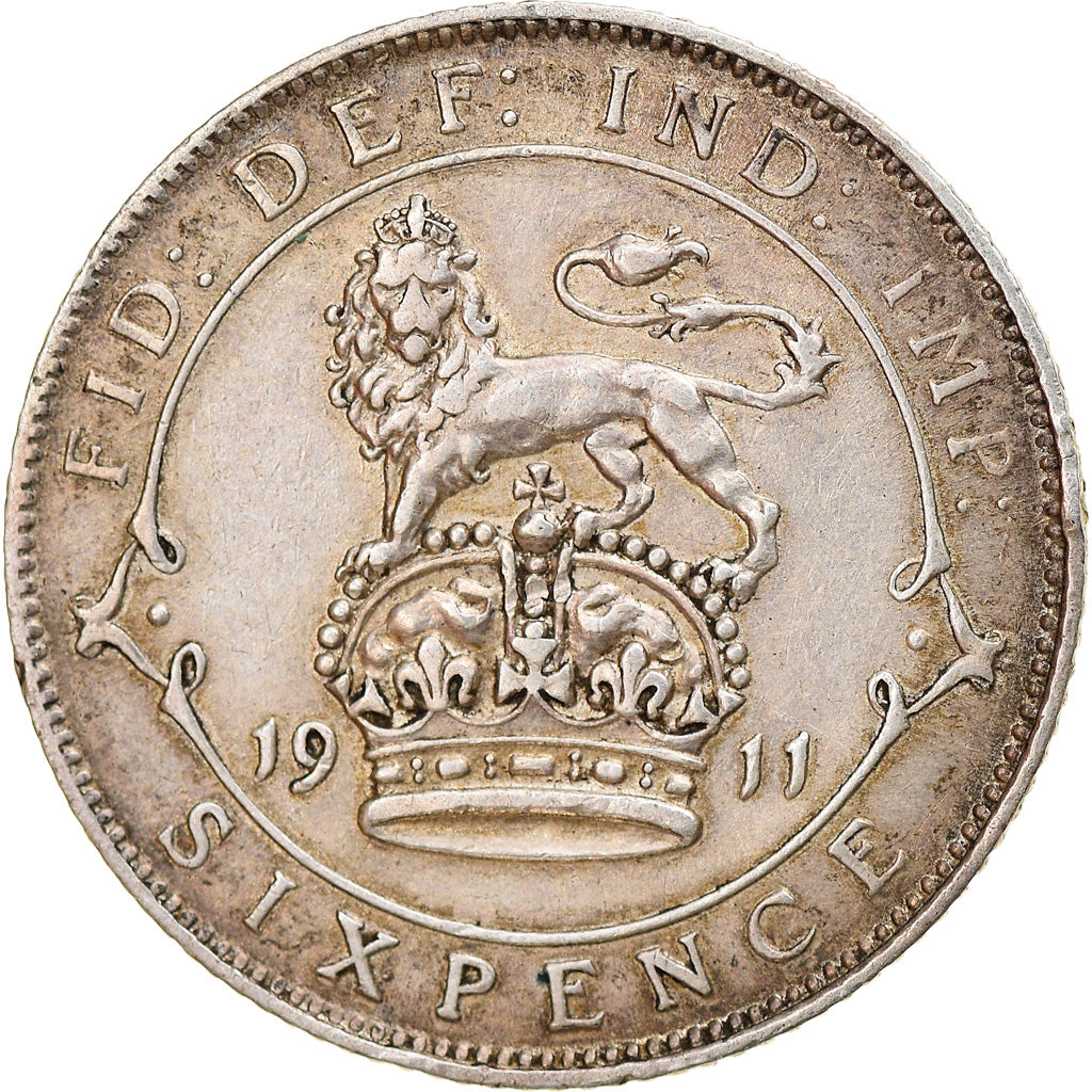 Coin, Great Britain, George V, 6 Pence, 1911, EF(40-45), Silver, KM:815