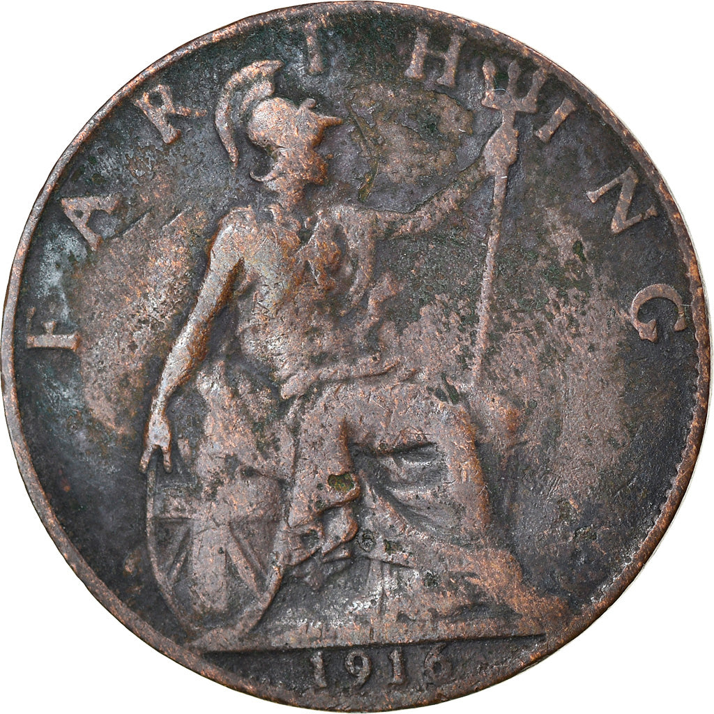 Monnaie, Grande-Bretagne, George V, Farthing, 1916, TB, Bronze, KM:808.1