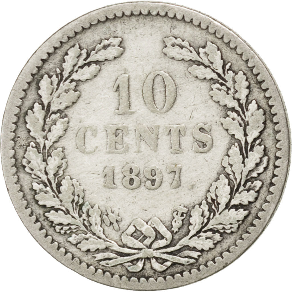 NETHERLANDS, 10 Cents, 1897, KM #116, EF(40-45), Silver, 15.2, 1.33