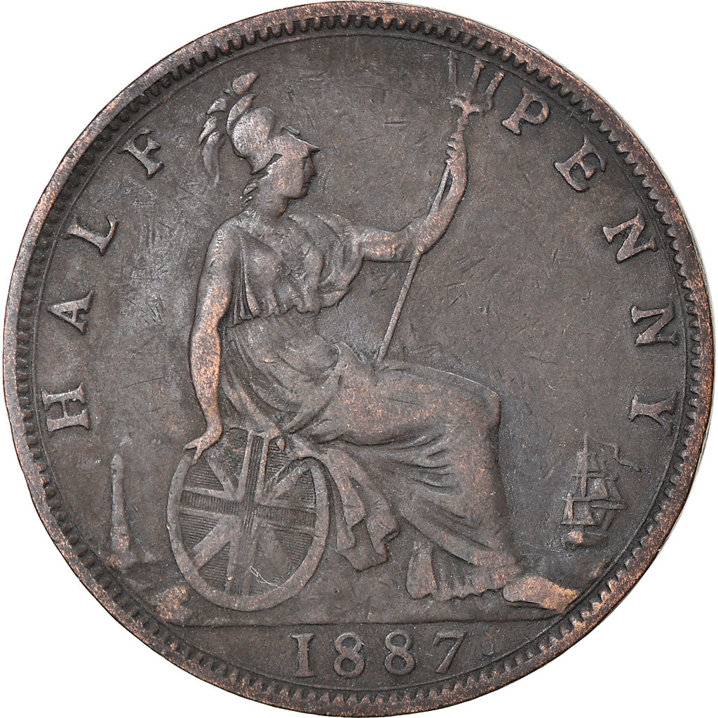 Monnaie, Grande-Bretagne, Victoria, 1/2 Penny, 1887, TB+, Bronze, KM:754