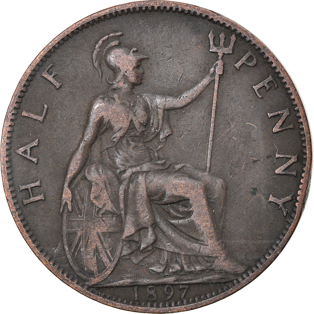 Moneta, Gran Bretagna, Victoria, 1/2 Penny, 1897, MB+, Bronzo, KM:789