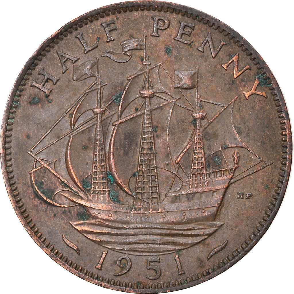 Coin, Great Britain, George VI, 1/2 Penny, 1951, VF(30-35), Bronze, KM:868