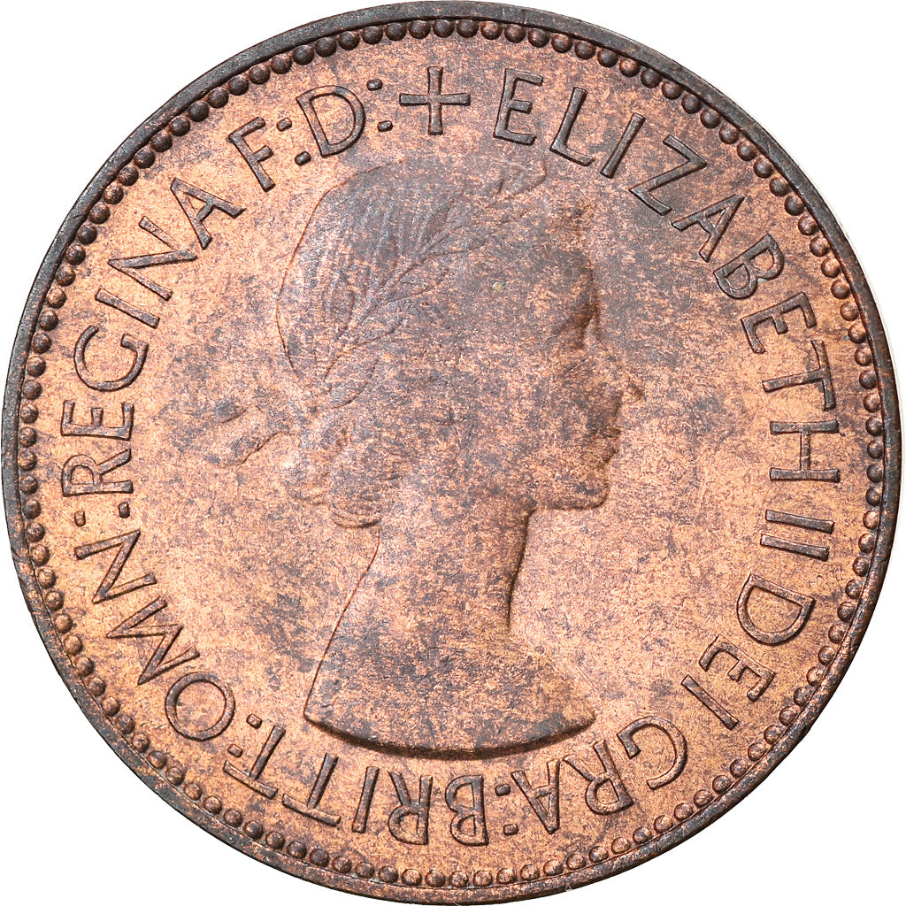 Coin, Great Britain, Elizabeth II, 1/2 Penny, 1953, EF(40-45), Bronze, KM:882