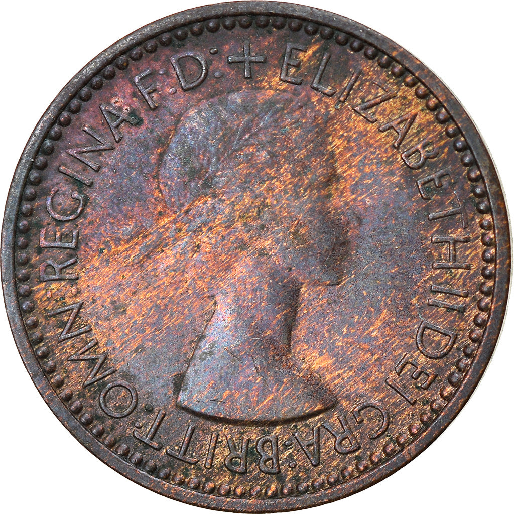 Coin, Great Britain, Elizabeth II, Farthing, 1953, VF(30-35), Bronze, KM:881
