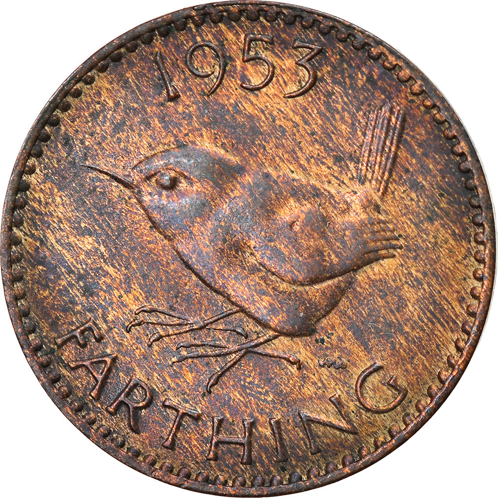 Coin, Great Britain, Elizabeth II, Farthing, 1953, VF(30-35), Bronze, KM:881