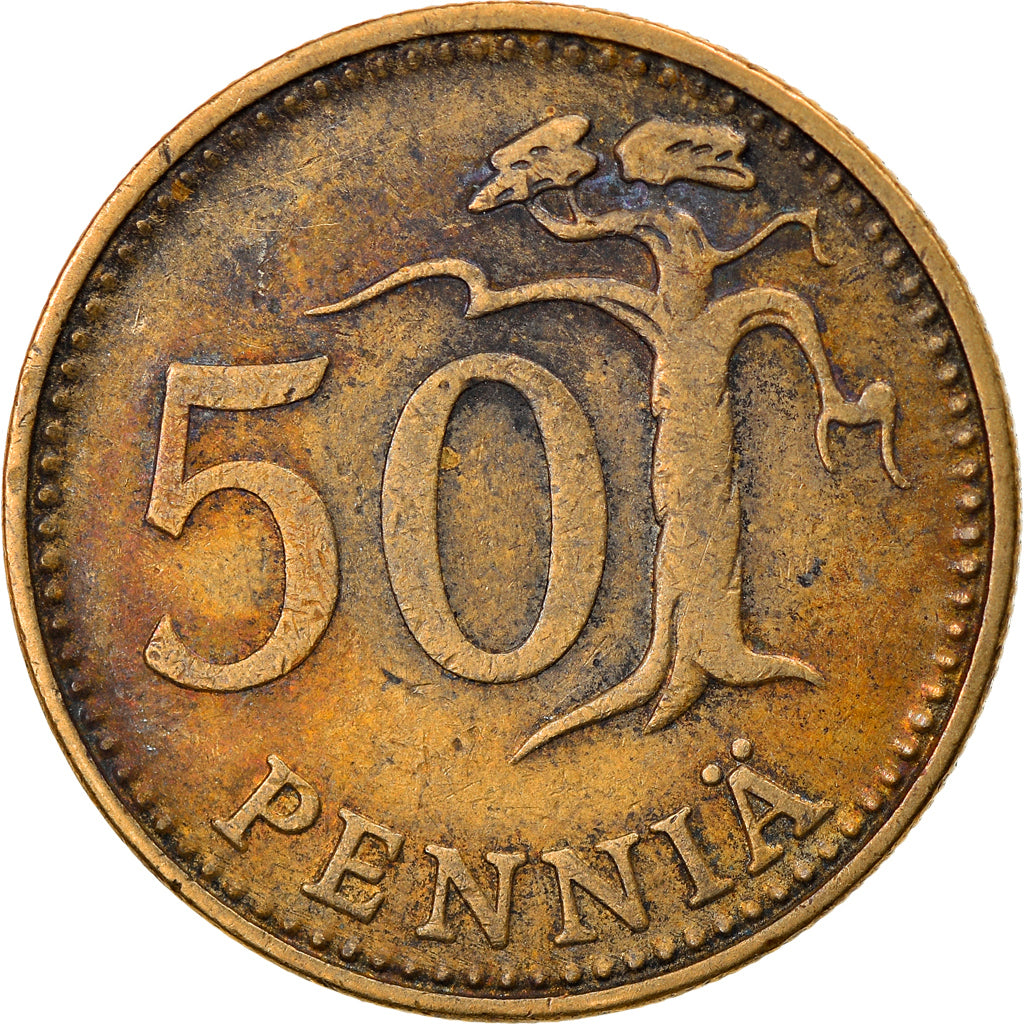 Moneta, Finlandia, 50 Penniä, 1971, VF(30-35), Aluminium-Brąz, KM:48