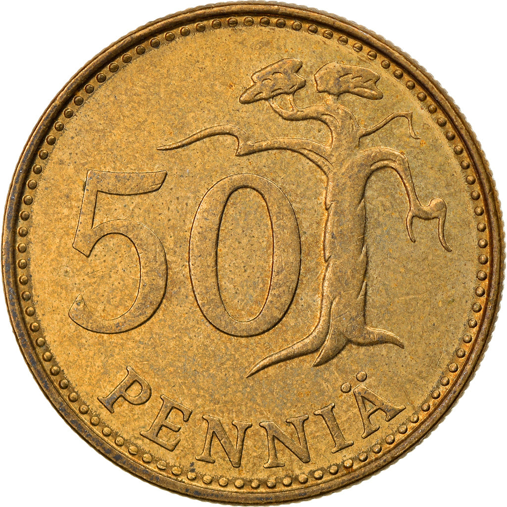 Moneta, Finlandia, 50 Penniä, 1983, EF(40-45), Aluminium-Brąz, KM:48