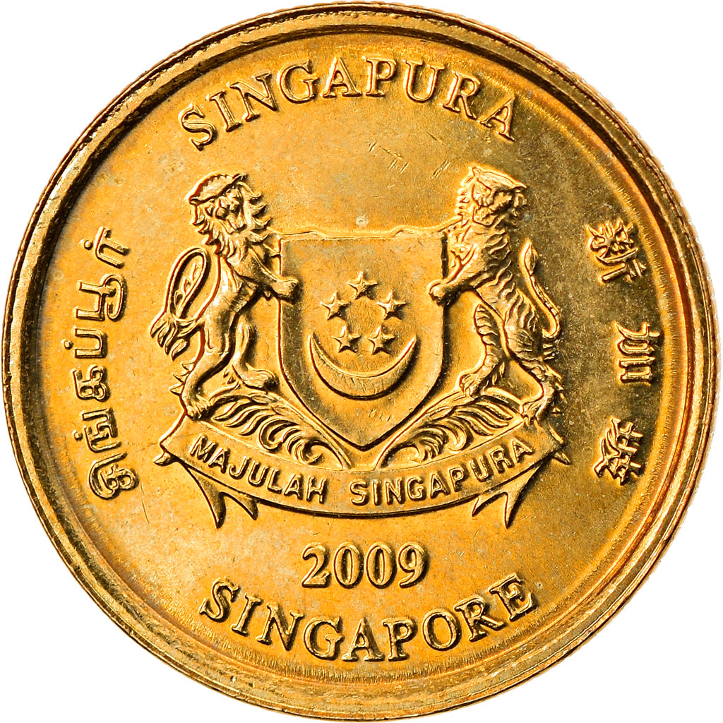 Munten, Singapur, 5 Cents, 2009, Singapore Mint, PR, Aluminum-Bronze, KM:99