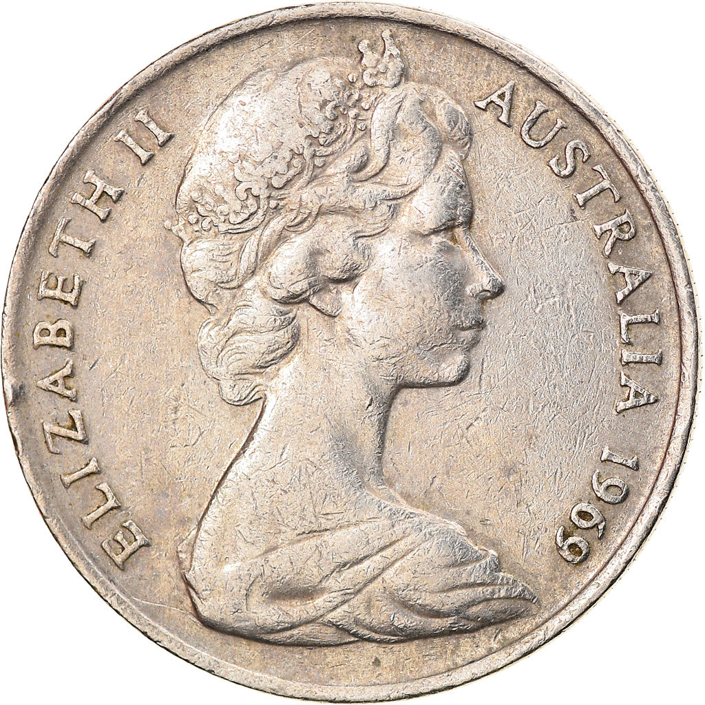 Moeda, Austrália, Elizabeth II, 10 Cents, 1969, Melbourne, EF(40-45)