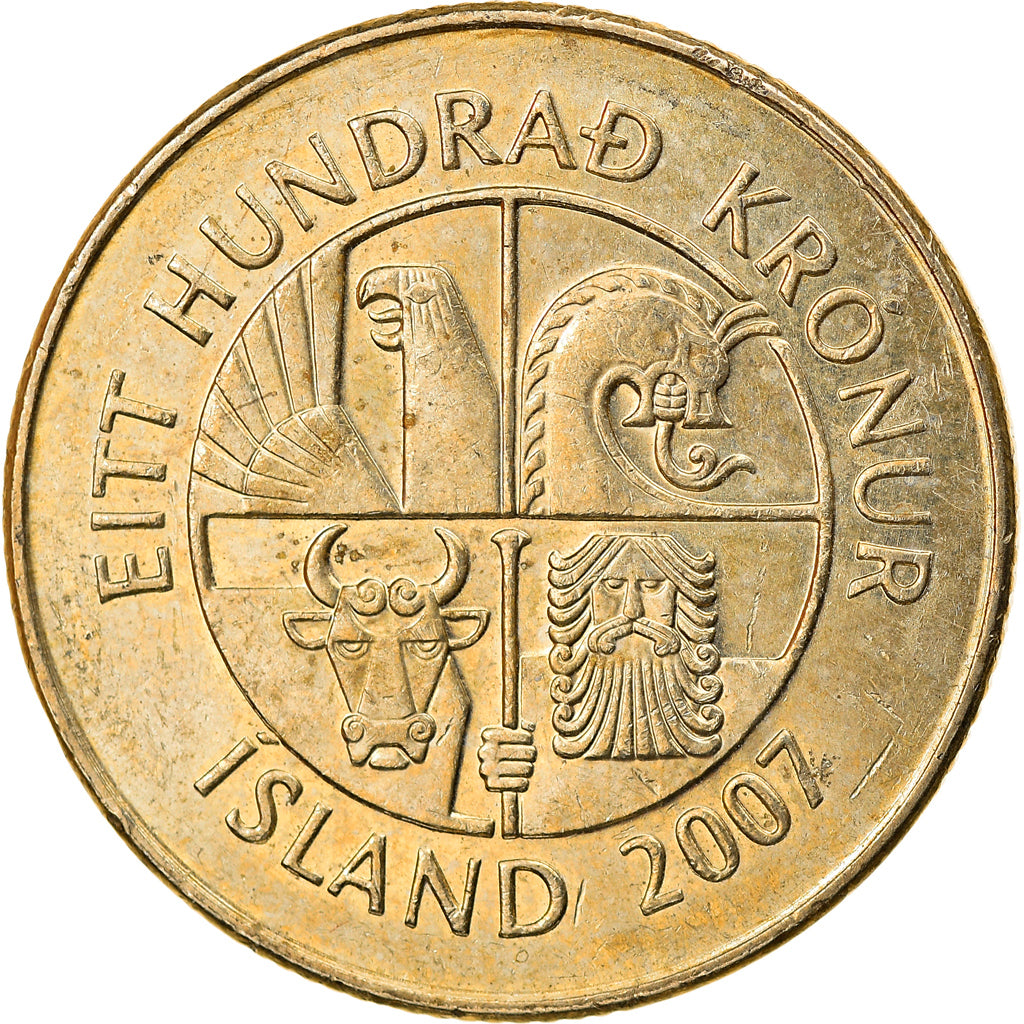 Coin, Iceland, 100 Kronur, 2007, EF(40-45), Nickel-brass, KM:35