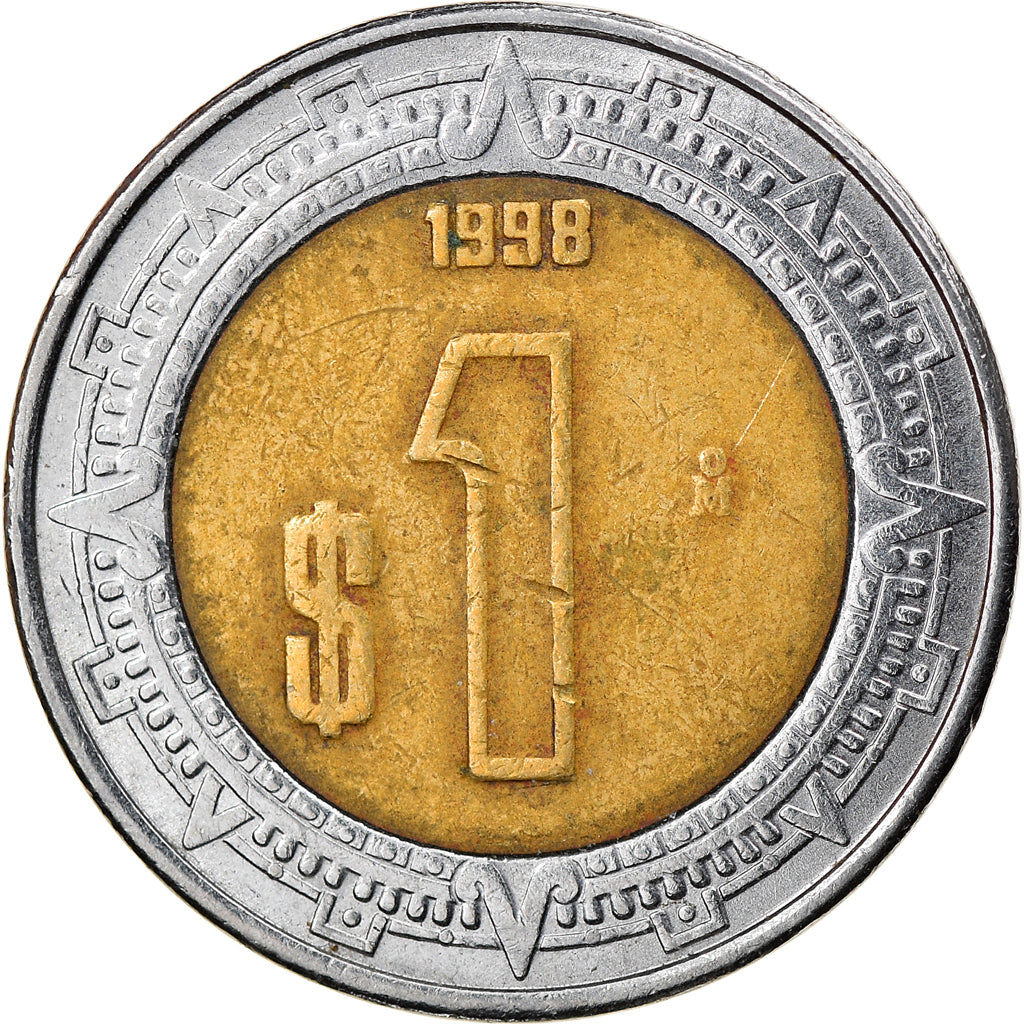 Coin, Mexico, Peso, 1998, Mexico City, VF(30-35), Bi-Metallic, KM:603
