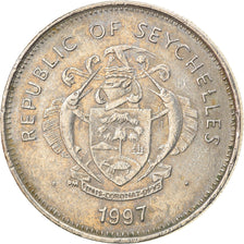 Moneta, Seychelles, 25 Cents, 1997, Pobjoy Mint, MB+, Acciaio ricoperto in