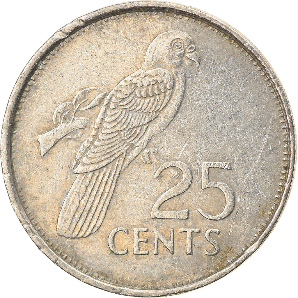 Moneta, Seychelles, 25 Cents, 1997, Pobjoy Mint, MB+, Acciaio ricoperto in