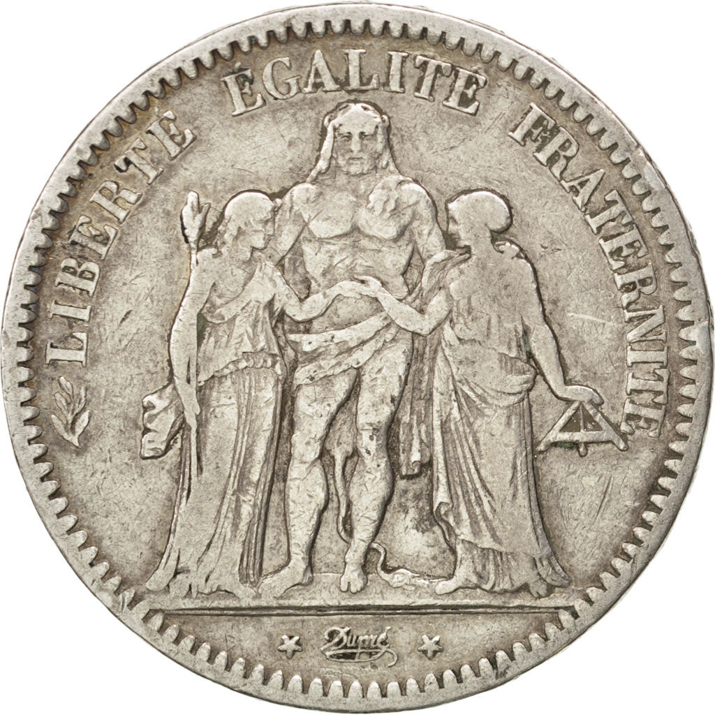 FRANCE, Hercule, 5 Francs, 1849, Strasbourg, KM #756.2, VF(30-35), Silver,...