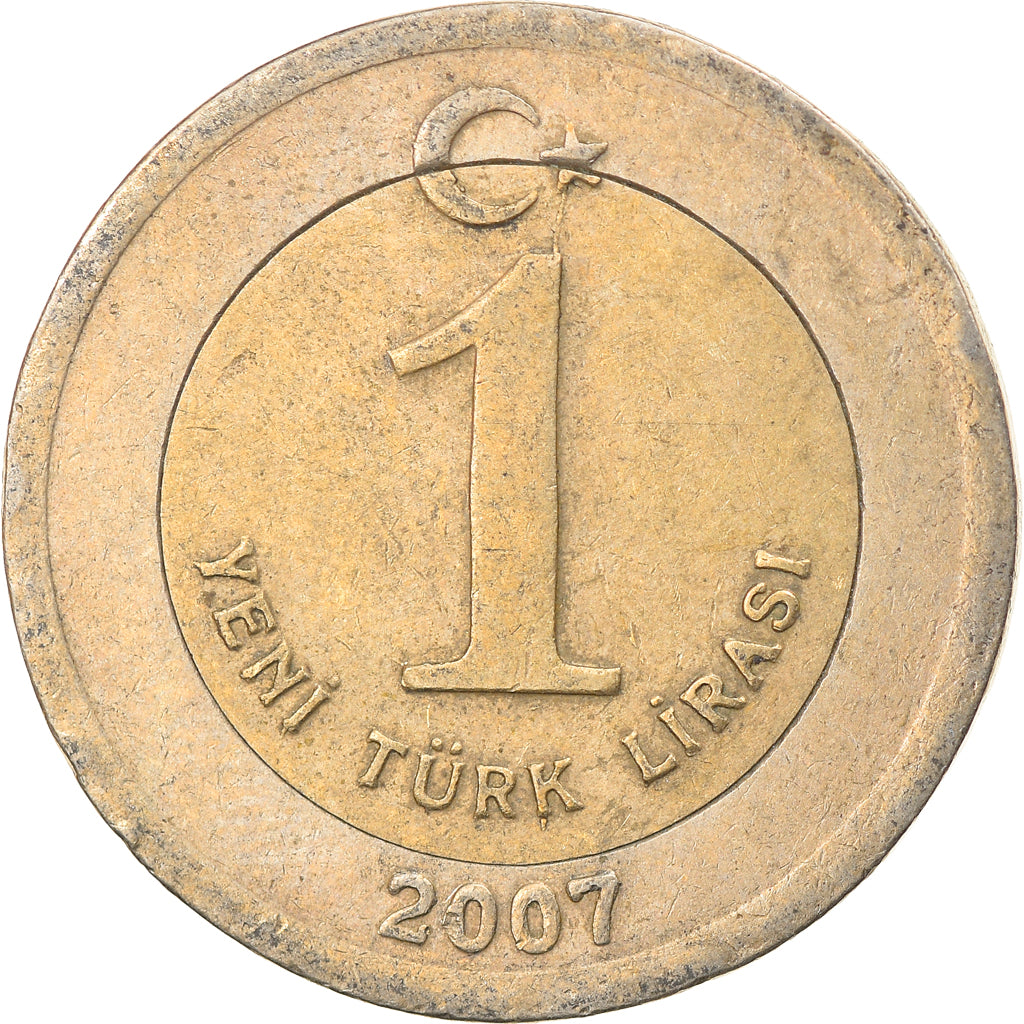 Moneta, Turcja, New Lira, 2007, Istanbul, VF(30-35), Bimetaliczny, KM:1169