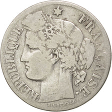 FRANCE, Cérès, 2 Francs, 1871, Bordeaux, KM #816.2, VF(20-25), Silver, Gadoury #
