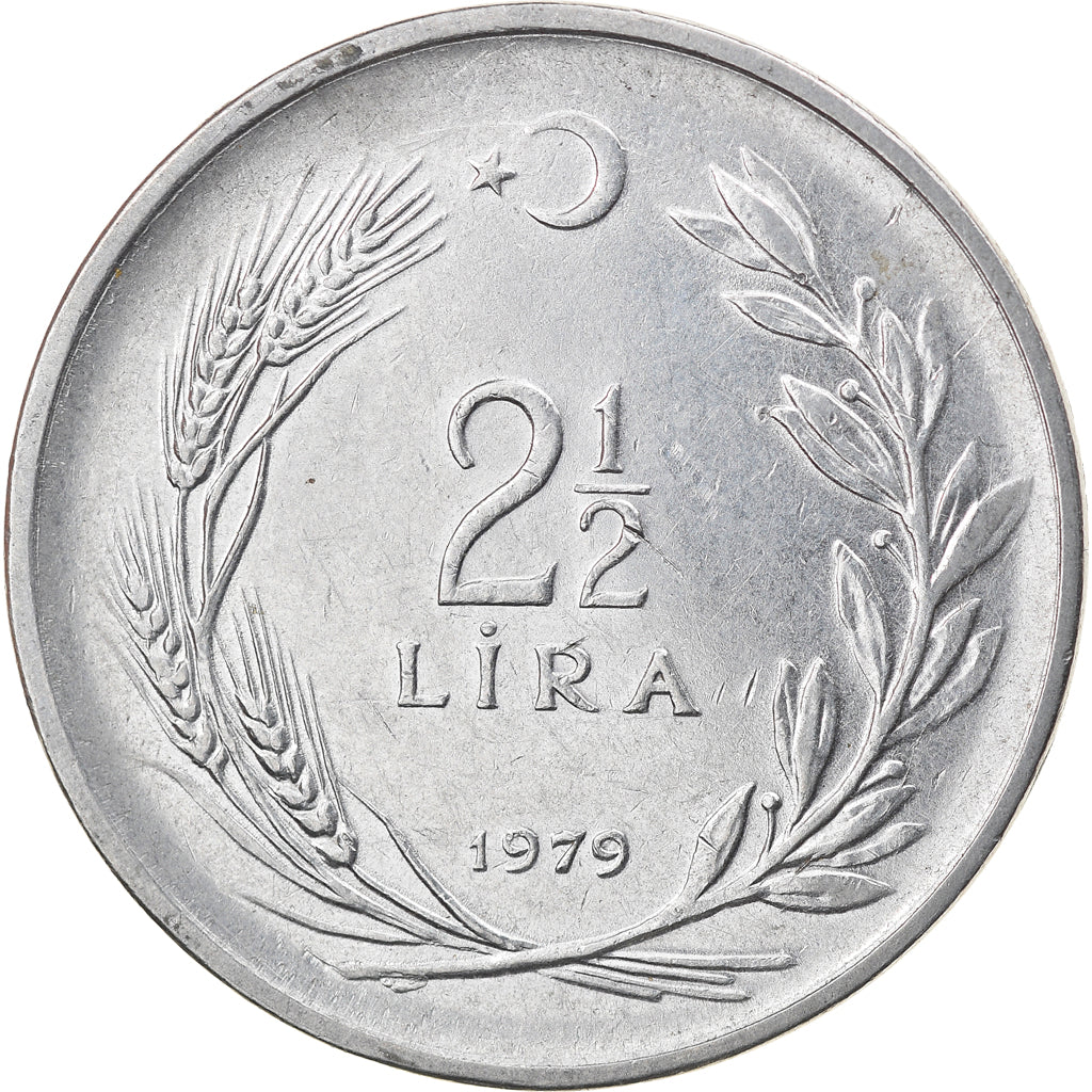 Munten, Turkije, 2-1/2 Lira, 1979, ZF, Stainless Steel, KM:893.2