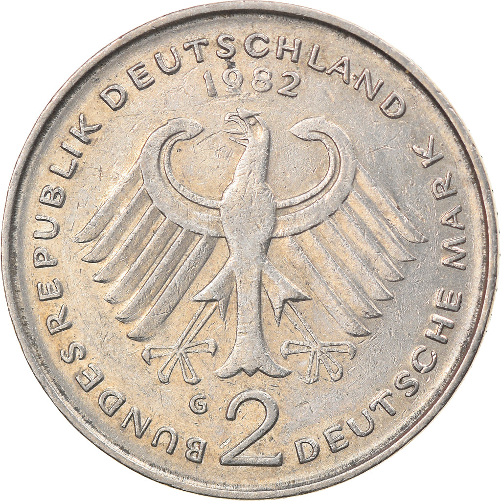 Coin, GERMANY - FEDERAL REPUBLIC, 2 Mark, 1982, Karlsruhe, EF(40-45)