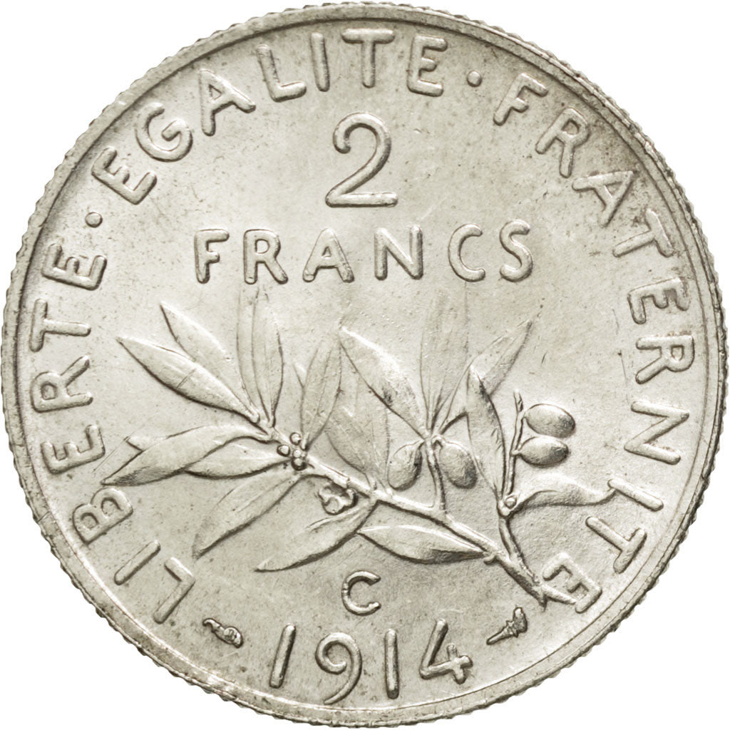 Troisième République, 2 Francs Semeuse, 1914 C, KM 845.2