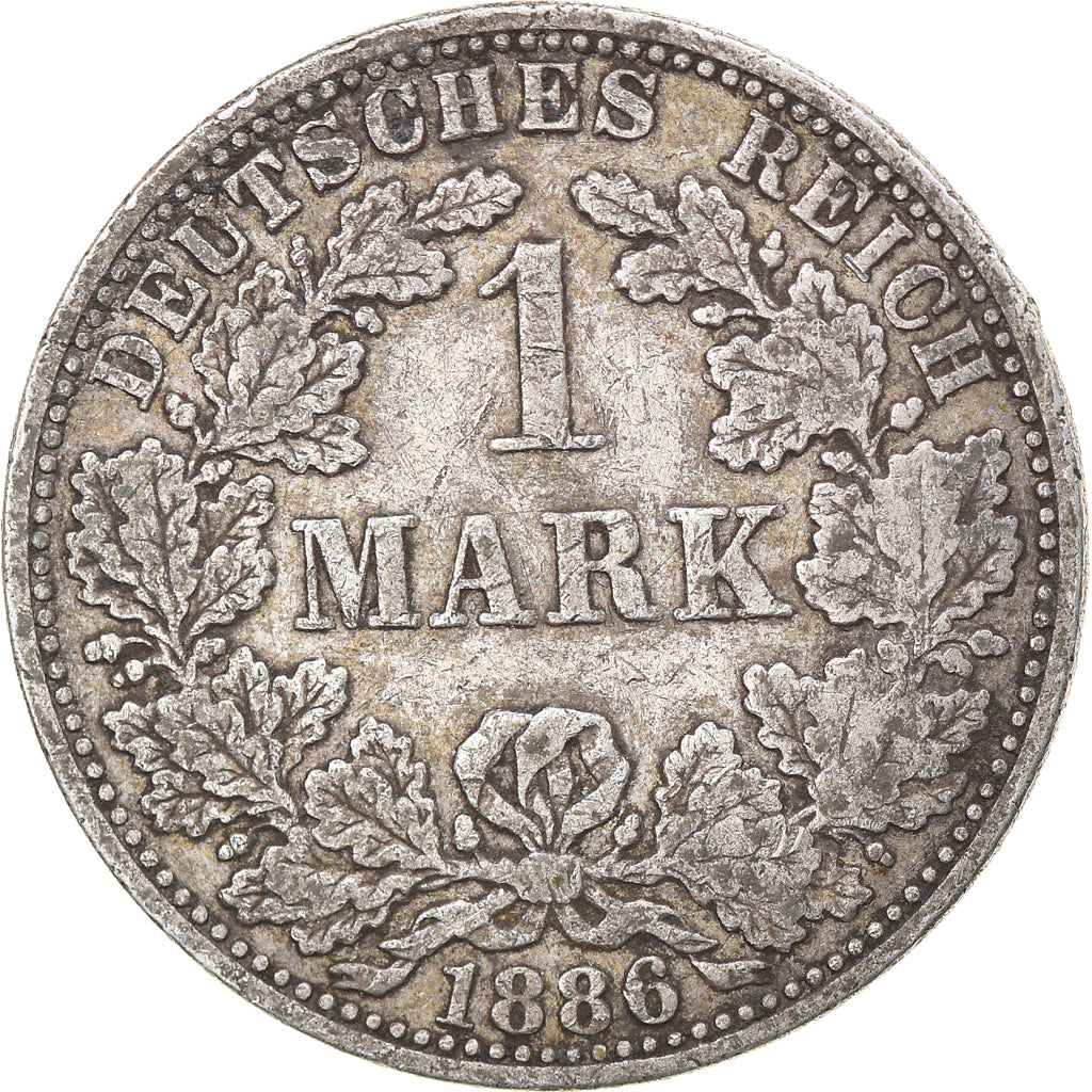 Coin, GERMANY - EMPIRE, Wilhelm I, Mark, 1886, Berlin, EF(40-45), Silver, KM:7