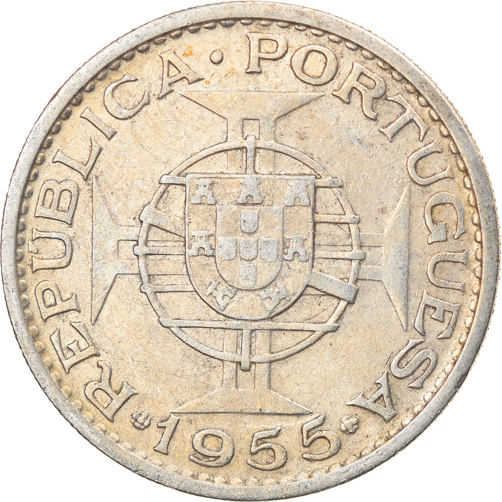 Coin, Mozambique, 20 Escudos, 1955, EF(40-45), Silver, KM:80