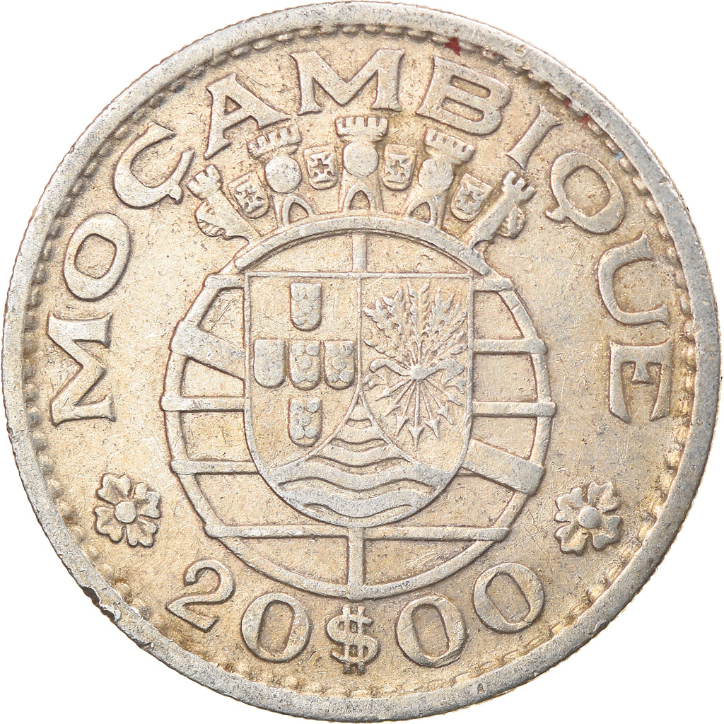 Coin, Mozambique, 20 Escudos, 1955, EF(40-45), Silver, KM:80