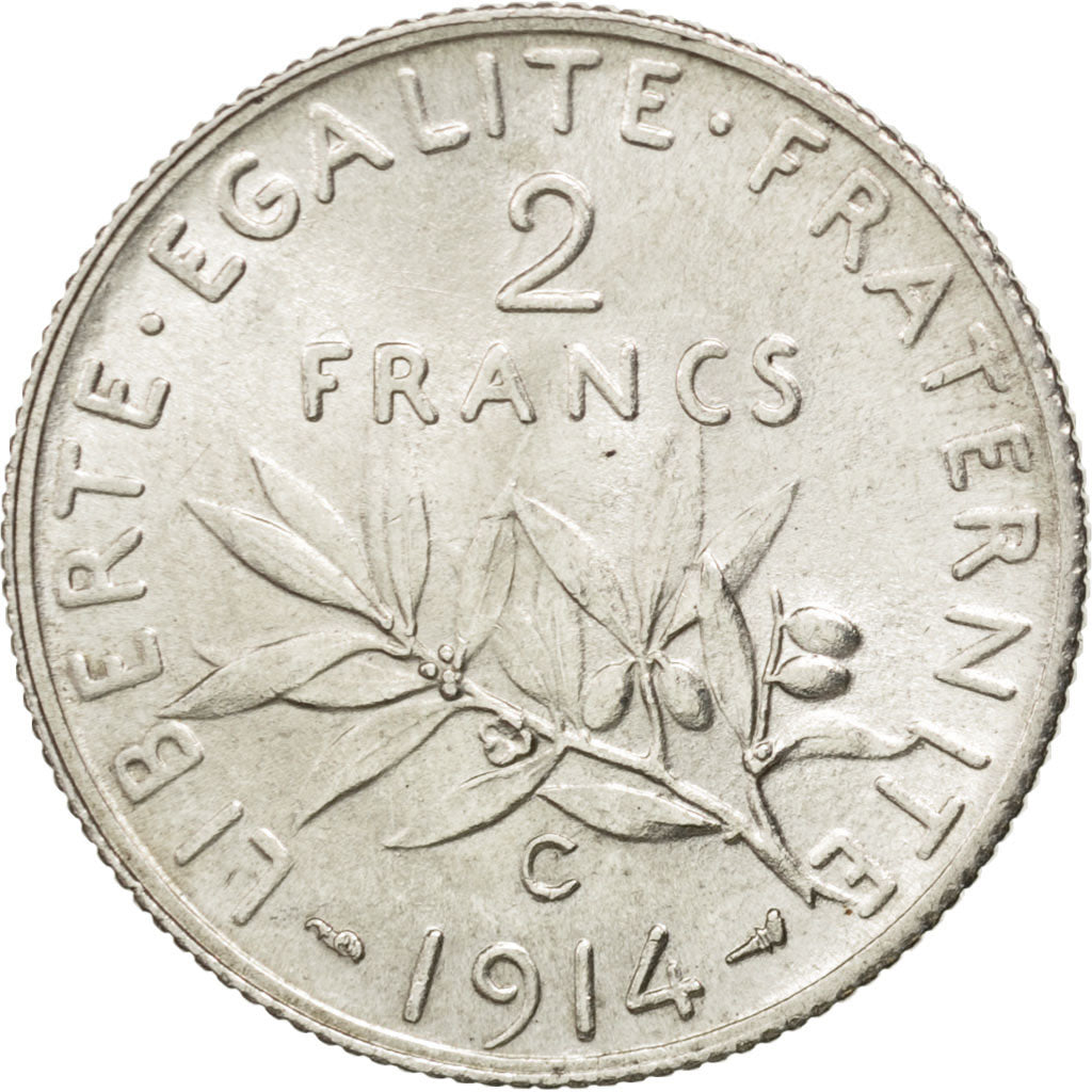 Troisième République, 2 Francs Semeuse, 1914 C, KM 845.2