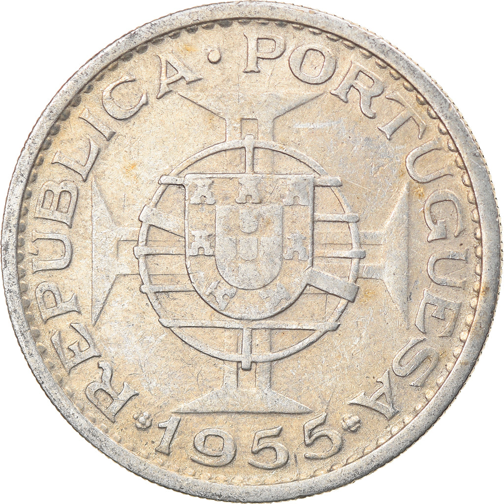 Moeda, Moçambique, 20 Escudos, 1955, EF(40-45), Prata, KM:80