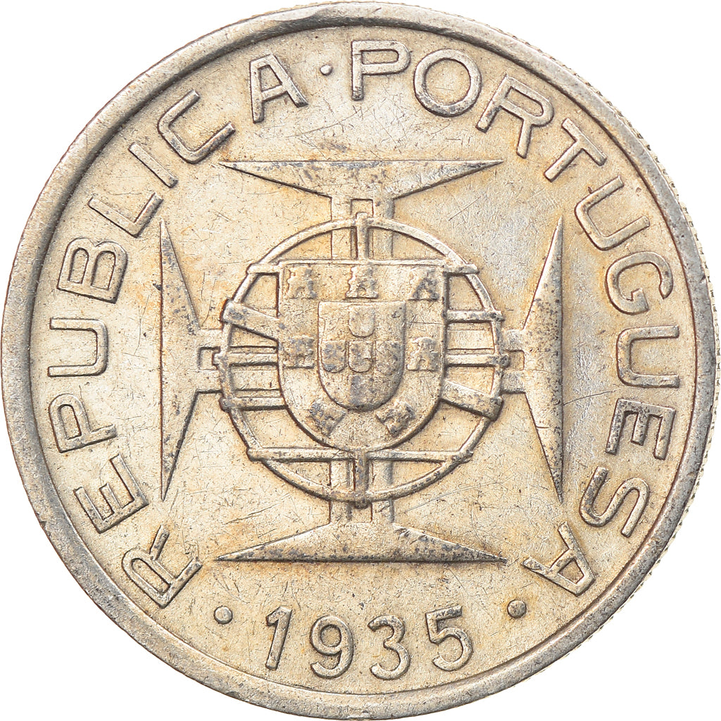 Coin, Mozambique, 5 Escudos, 1935, EF(40-45), Silver, KM:62