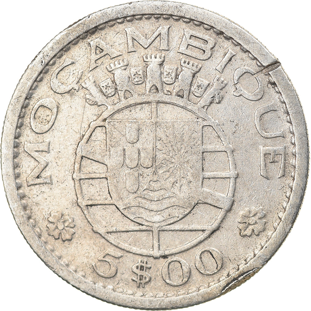 Coin, Mozambique, 5 Escudos, 1960, VF(30-35), Silver, KM:84