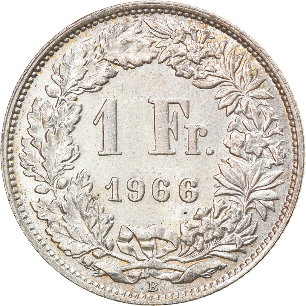 Coin, Switzerland, Franc, 1966, Bern, MS(60-62), Silver, KM:24