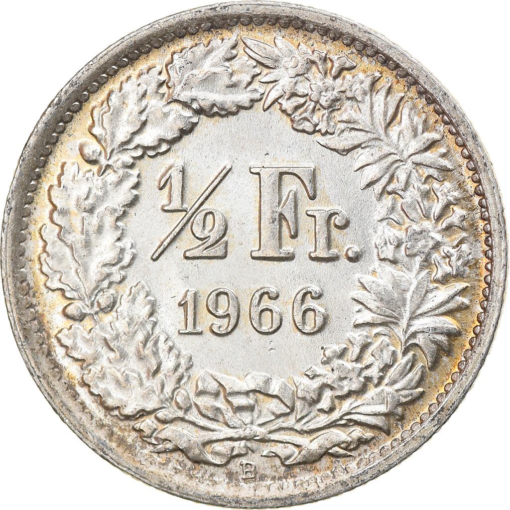 Moneta, Svizzera, 1/2 Franc, 1966, Bern, SPL, Argento, KM:23